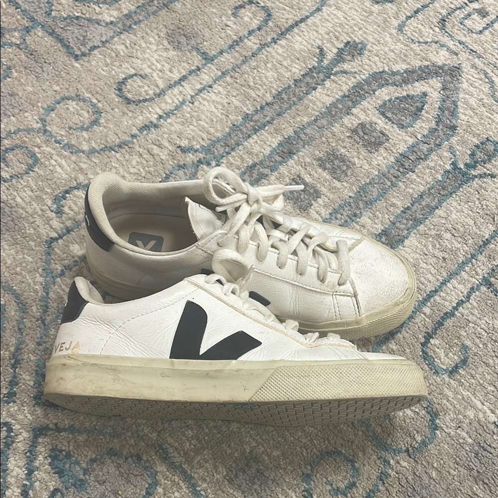 Veja White Sneakers with Black Accents